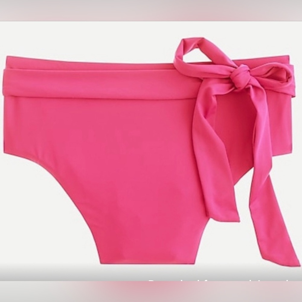 J.Crew High waist Fuchsia Bloom Tie Front bikini bottoms Sz. XL